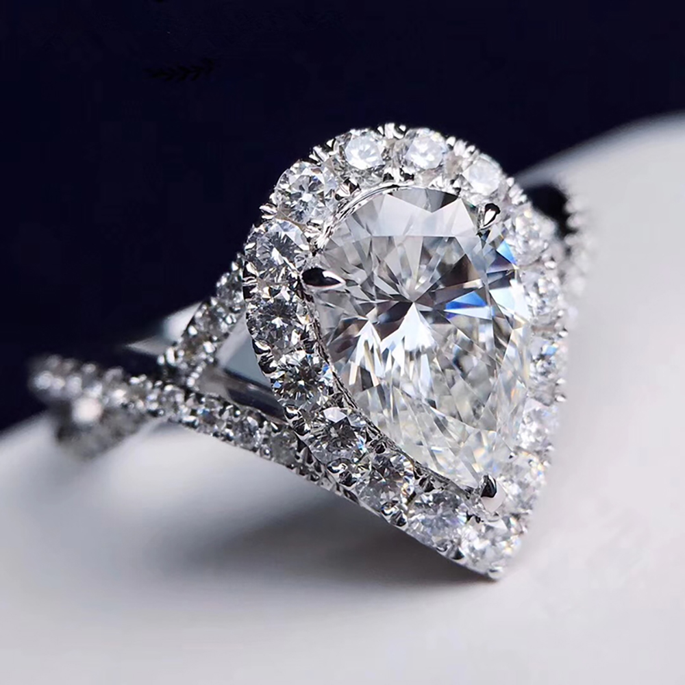 Custom Solid 14K White Gold Wo - Moissanite Engagement Ring 1 Carat ulasan dan harga