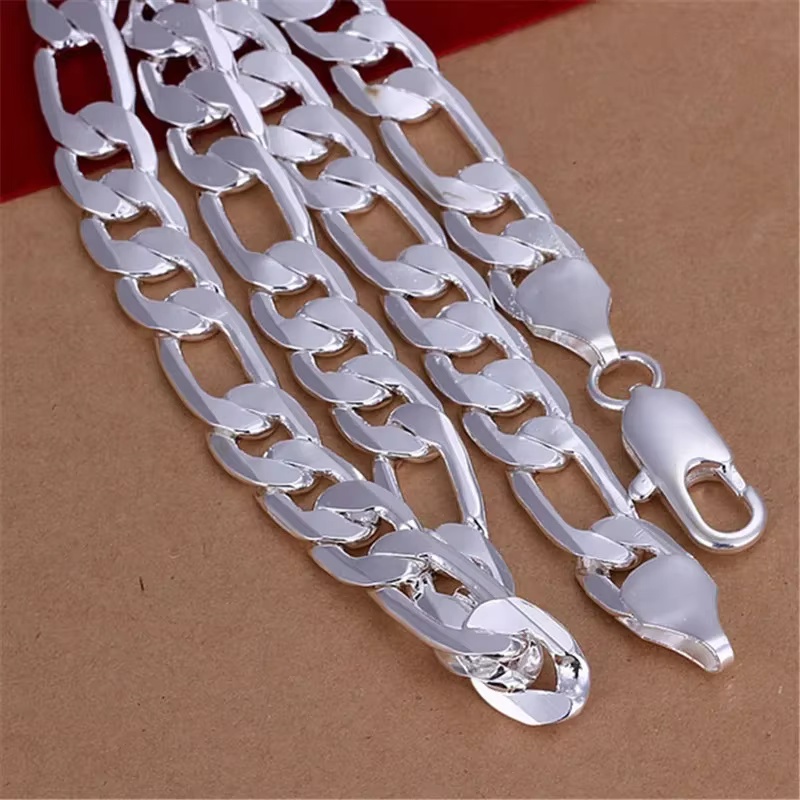 925 Sterling Silver Necklace F - Cuban Link Chain 12Mm ulasan dan harga