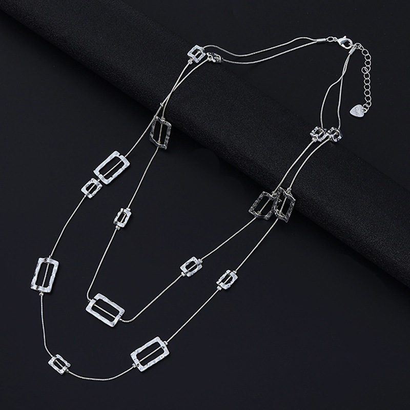 Layered Long Chain Necklace Ha - Layered Pendant Necklace Aesthetic ulasan dan harga