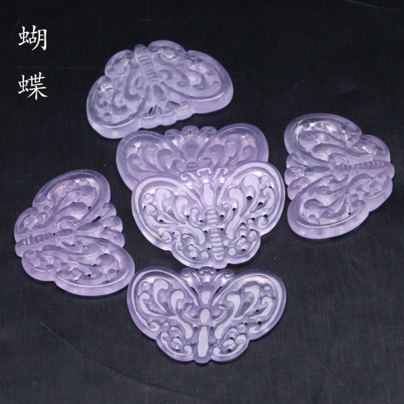 2pc Natural Purple Jade Hollow - Earrings ulasan dan harga