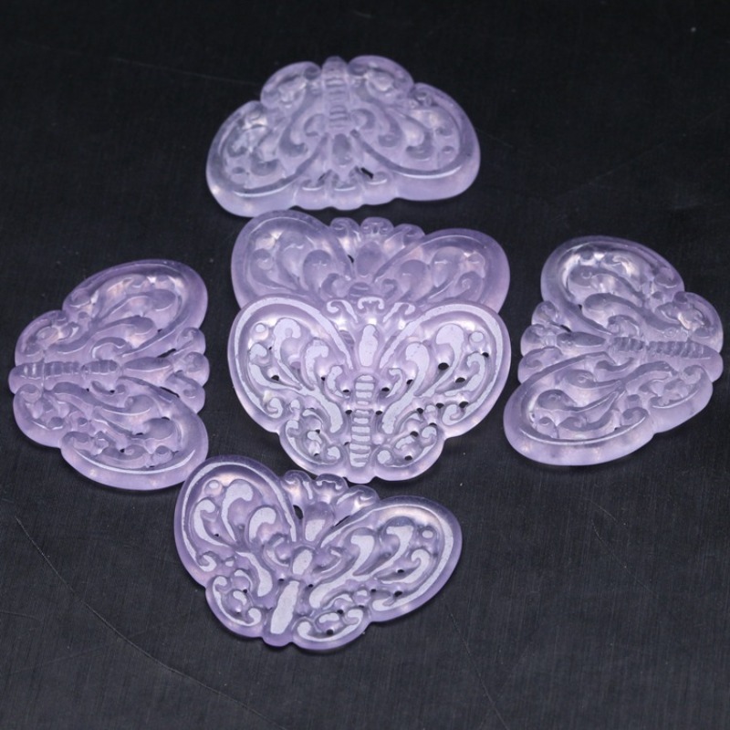 2pc Natural Purple Jade Hollow - Earrings ulasan dan harga