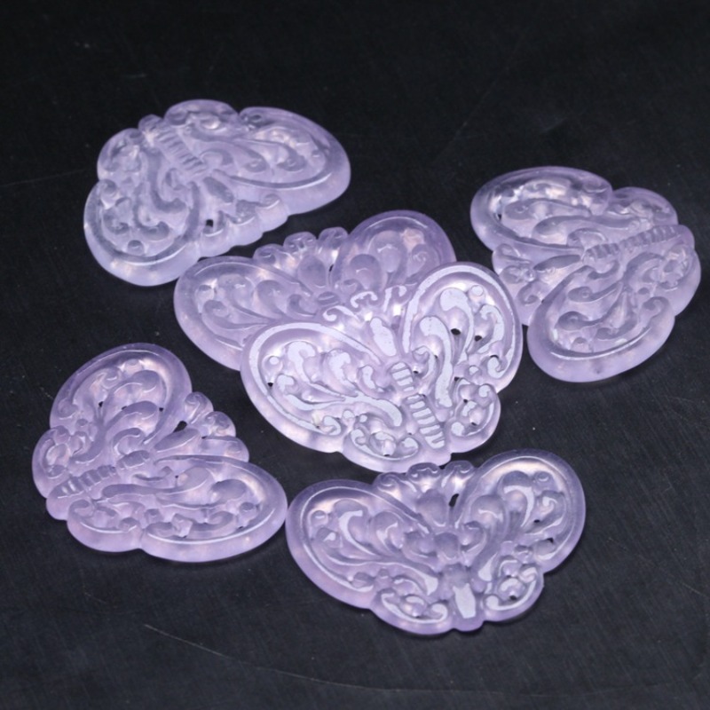 2pc Natural Purple Jade Hollow - Earrings ulasan dan harga