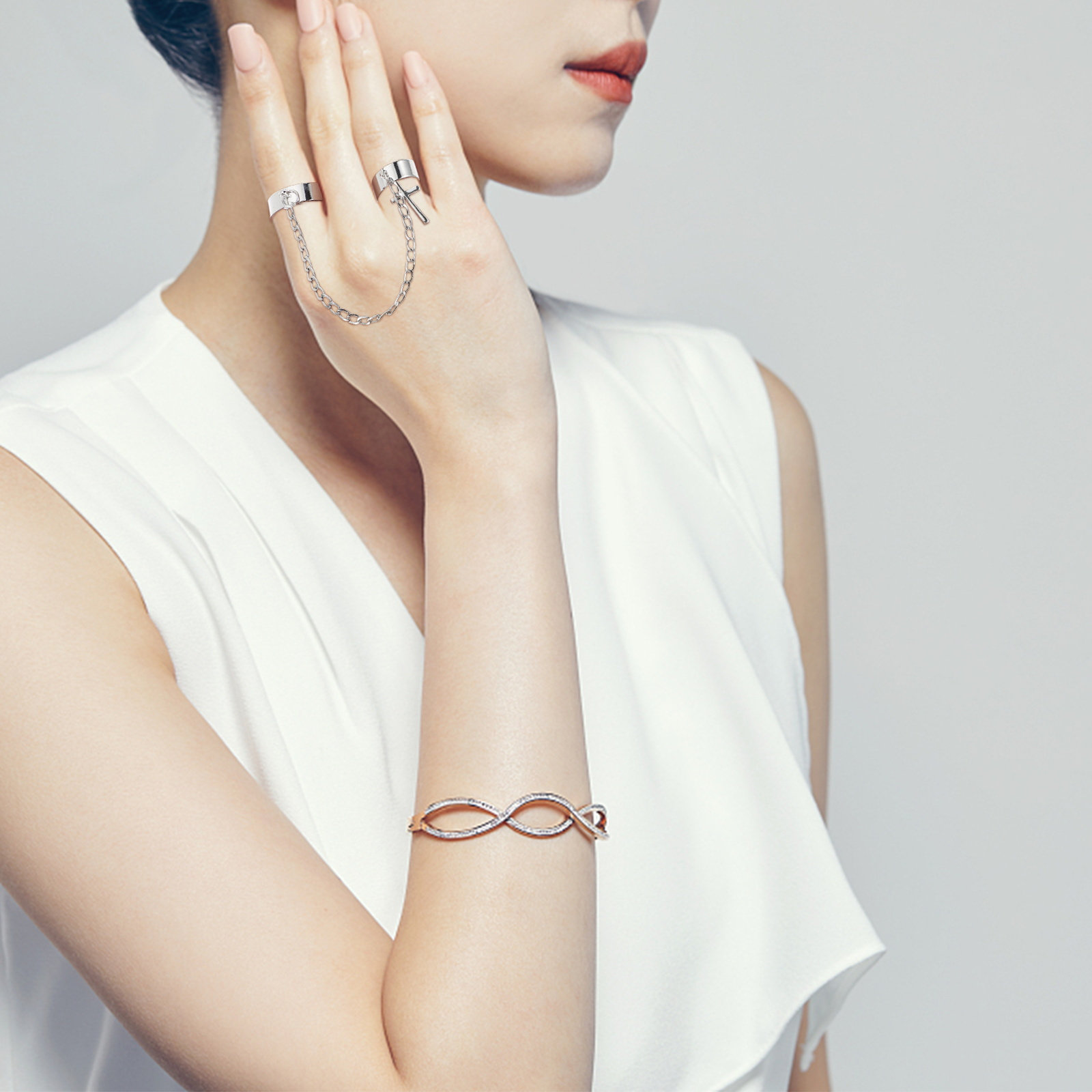 Knuckle Ring Set Cross Chain V - Vintage Punk Knuckle Rings Set ulasan dan harga