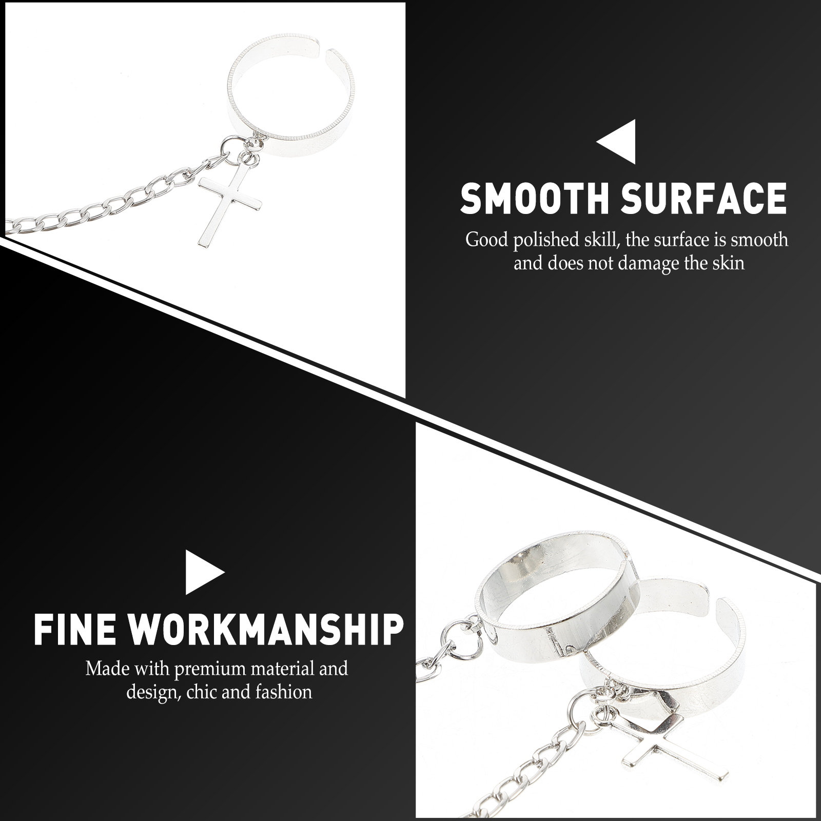 Knuckle Ring Set Cross Chain V - Vintage Punk Knuckle Rings Set ulasan dan harga