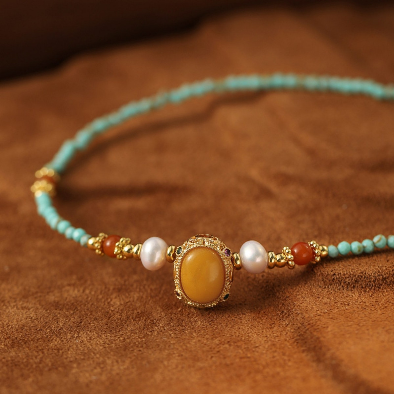 New Arrival Vintage Blue Turqu - Pearl Choker Necklace Vintage ulasan dan harga