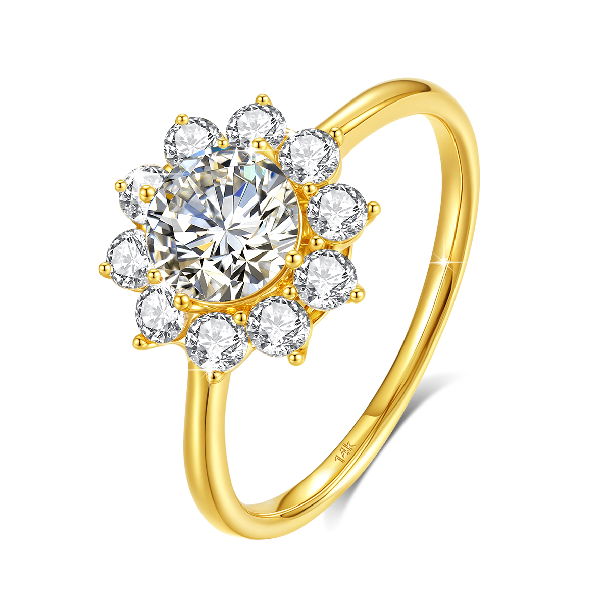 Szjinao 100% Real 14k Gold Flo - Moissanite Engagement Ring 1 Carat ulasan dan harga
